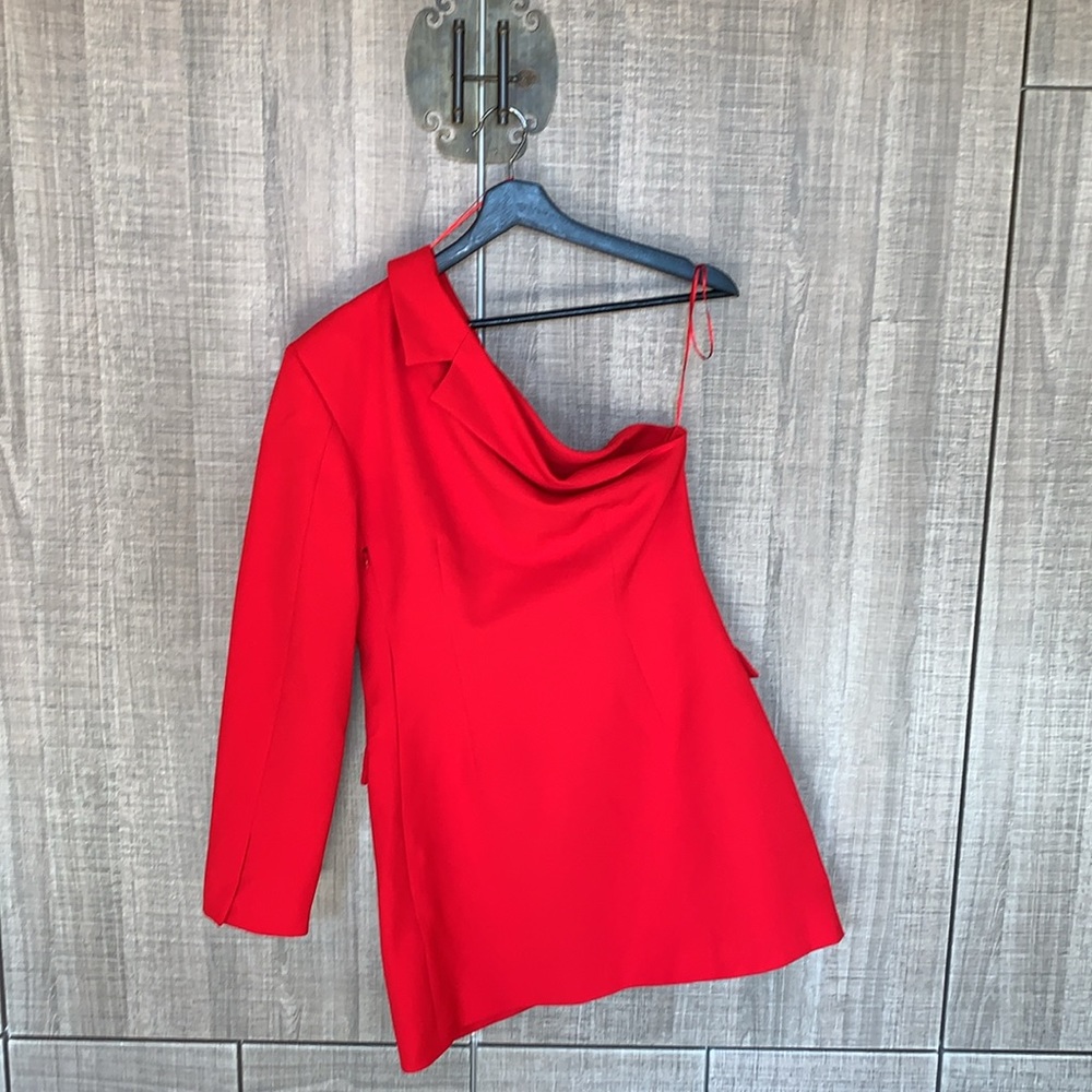 Zara One Shoulder Asymmetrical Blazer Dress - Picture 8 of 14